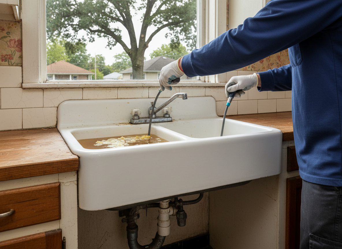 Clearing Kitchen Sink Clogs from Grease in Older Englewood Homes